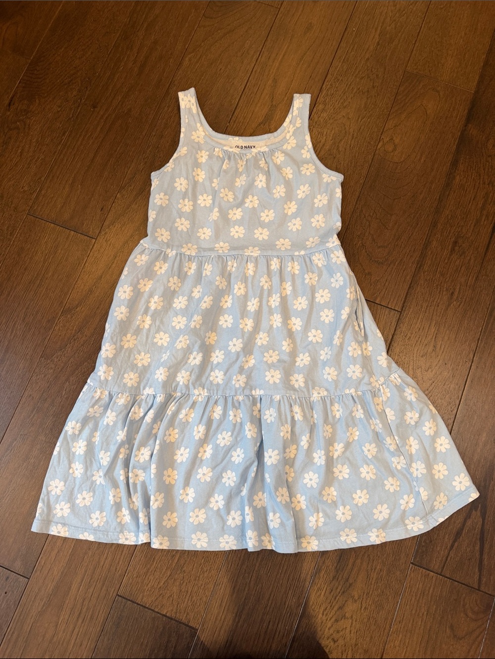 Old Navy Light Blue Daisy Tiered Girls' Dress Size Large 10/12 - C46-022